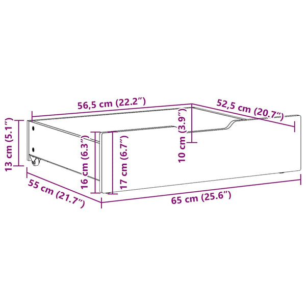 Bettschubladen Kiefer Massivholz, 2er-Set