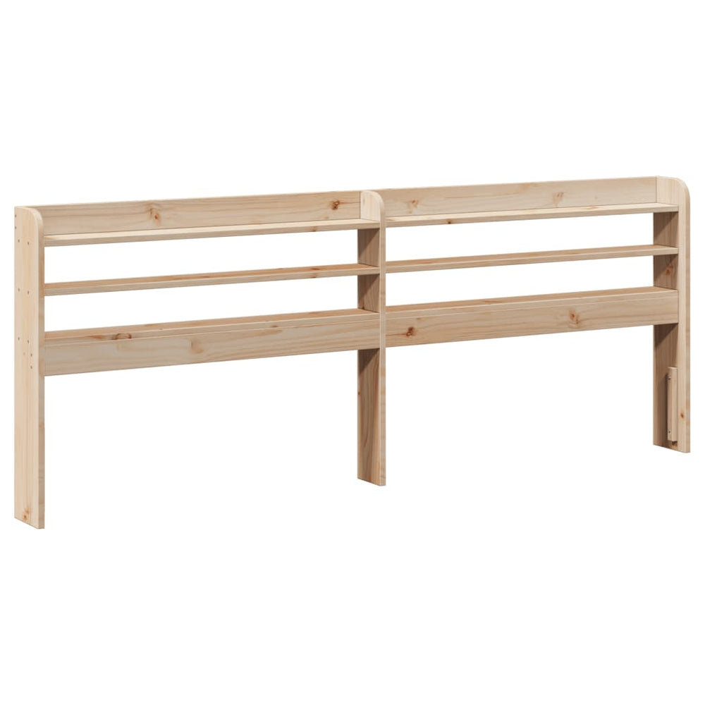 Kopfteil 200 cm Kiefer Massivholz mit Ablagen