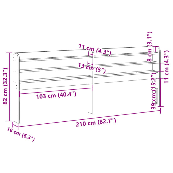 Kopfteil Weiß 200 cm Kiefer Massivholz