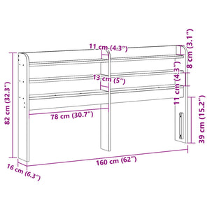 Kopfteil 150 cm Kiefer Massivholz mit Ablagen
