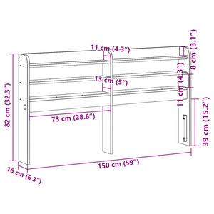 Kopfteil 140 cm Kiefer Massivholz mit Ablagen
