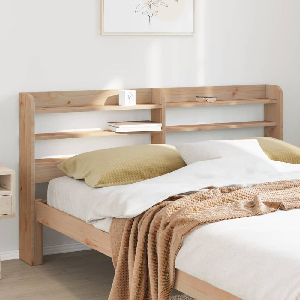Kopfteil 120 cm Kiefer Massivholz mit Ablagen