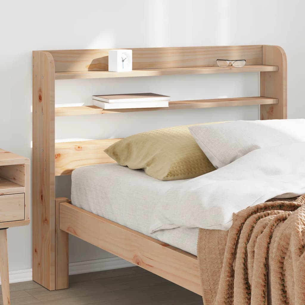 Kopfteil 90 cm Kiefer Massivholz mit Ablagen