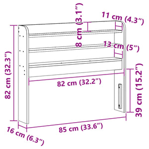 Kopfteil 75 cm Kiefer Massivholz mit Ablagen