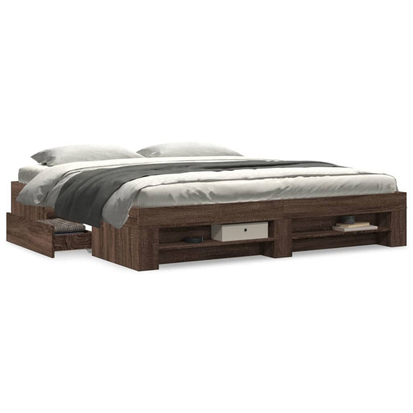 Bettgestell 180x200 cm Braun Eichen-Optik