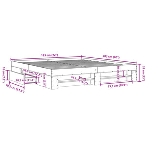 Bettgestell 180x200 cm Braun Eichen-Optik