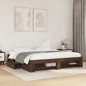 Bettgestell 180x200 cm Braun Eichen-Optik