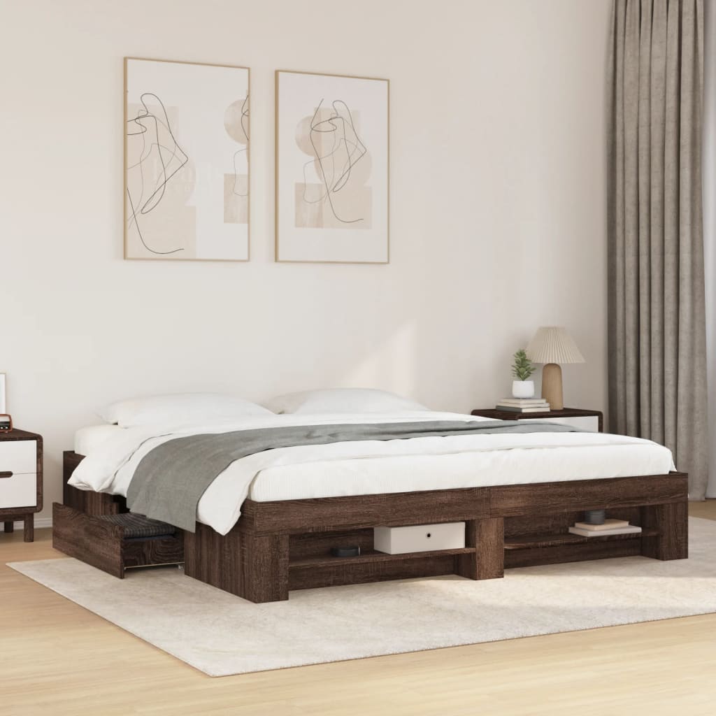 Bettgestell 180x200 cm Braun Eichen-Optik