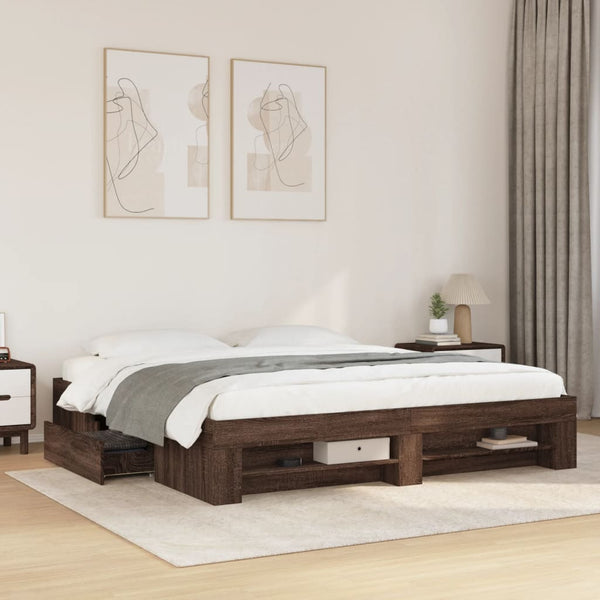 Bettgestell 180x200 cm Braun Eichen-Optik