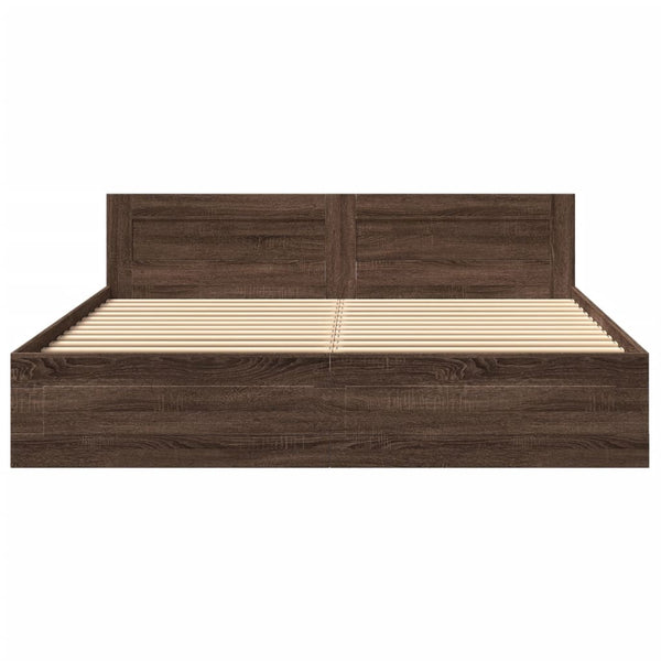 vidaXL Bed Frame with Headboard Brown Oak Effect 180x200 cm