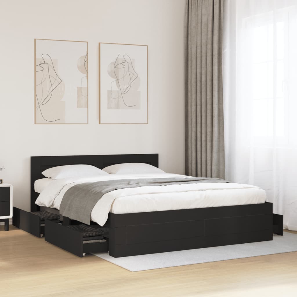 Bettgestell Schwarz 160x200 cm ohne Matratze