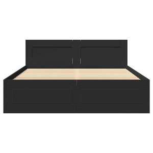 Bettgestell 140x200 cm Schwarz mit Kopfteil