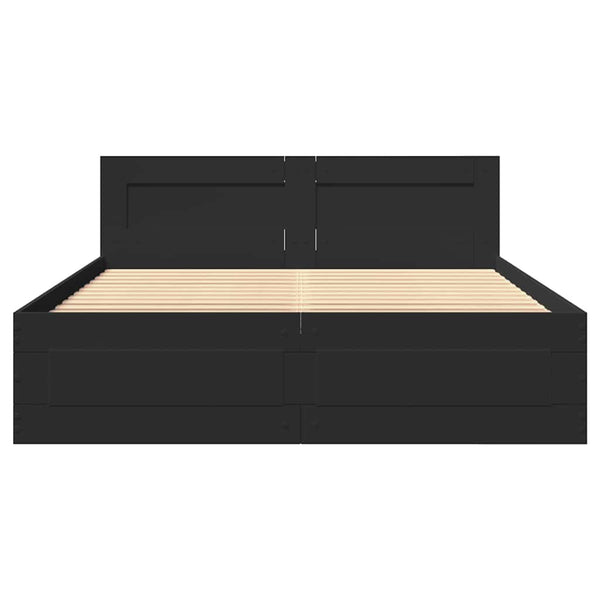 Bettgestell 140x200 cm Schwarz mit Kopfteil