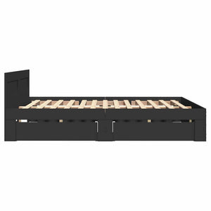 Bettgestell 140x200 cm Schwarz mit Kopfteil