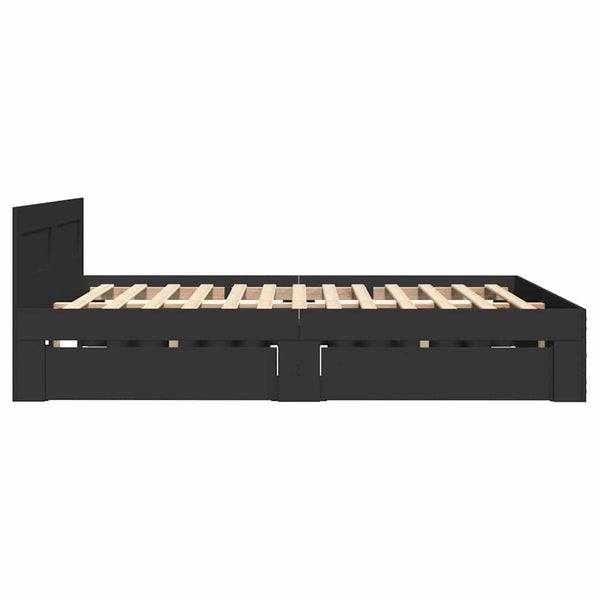 Bettgestell 140x200 cm Schwarz mit Kopfteil