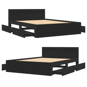 Bettgestell 140x200 cm Schwarz mit Kopfteil