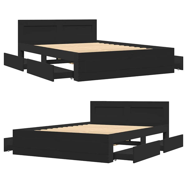 Bettgestell 140x200 cm Schwarz mit Kopfteil