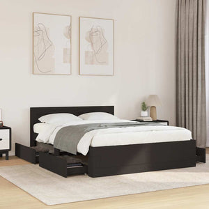 Bettgestell 140x200 cm Schwarz mit Kopfteil