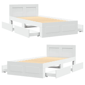 Bettgestell Weiß 100x200 cm mit Kopfteil