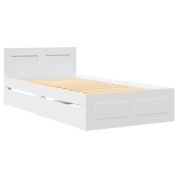 Bettgestell Weiß 90x200 cm mit Kopfteil