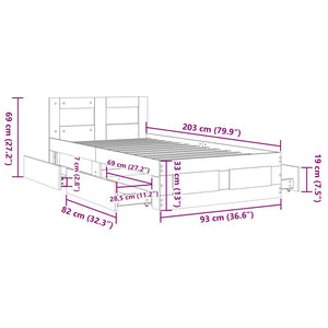 Bettgestell Weiß 90x200 cm mit Kopfteil