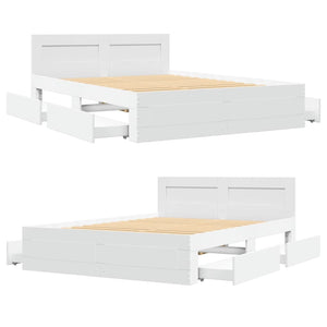 Bettgestell Weiß 140x190 cm mit Kopfteil