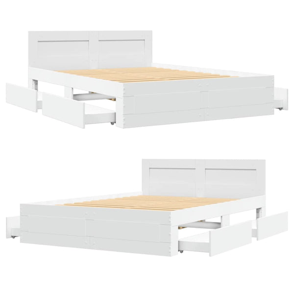 Bettgestell Weiß 140x190 cm mit Kopfteil