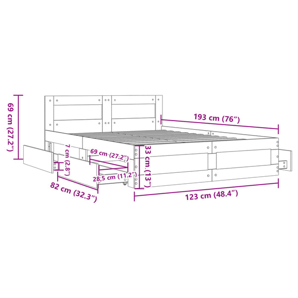 Bettgestell Weiß 120x190 cm ohne Matratze