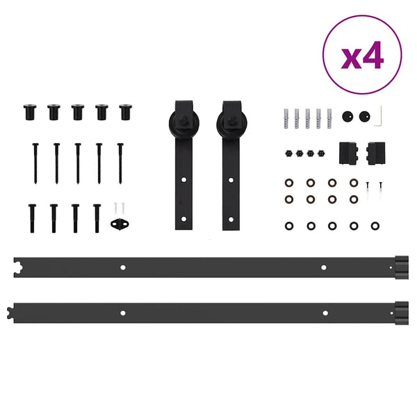 Schiebetürbeschlag Set 305 cm Stahl Schwarz