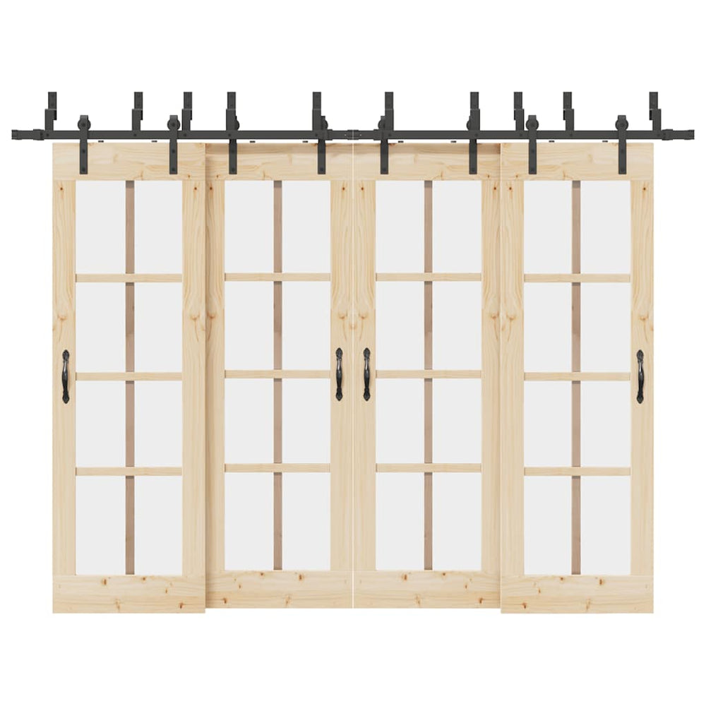Schiebetürbeschlag Set 305 cm Stahl Schwarz