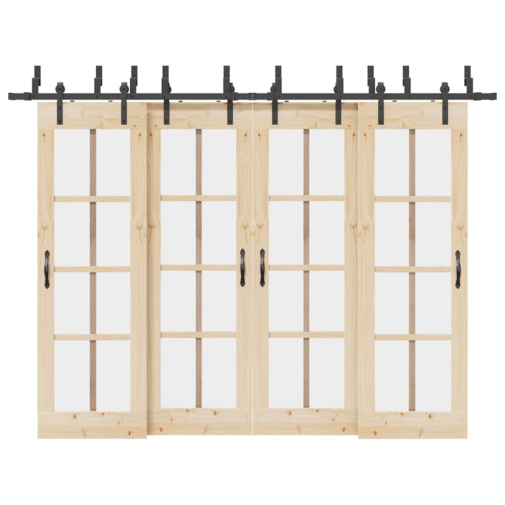 Schiebetürbeschlag Set 305 cm Stahl Schwarz