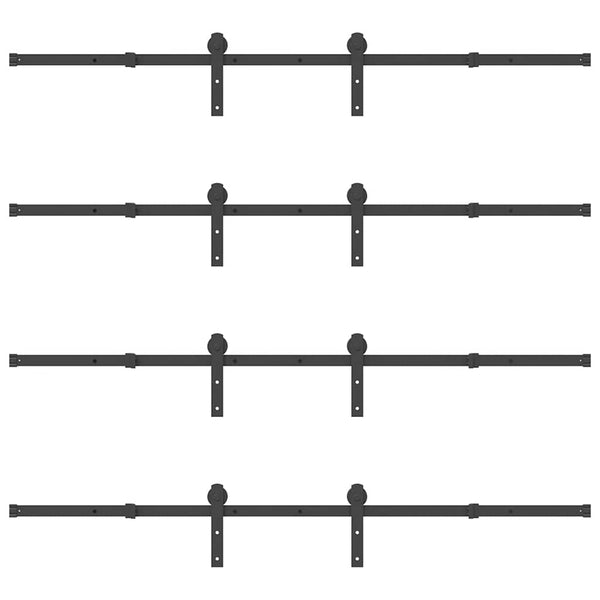 Schiebetürbeschlag Set 366 cm Stahl Schwarz
