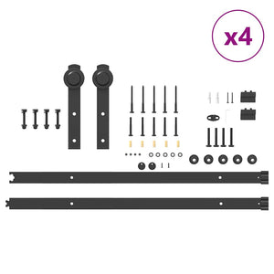Schiebetürbeschlag Set 366 cm Stahl Schwarz