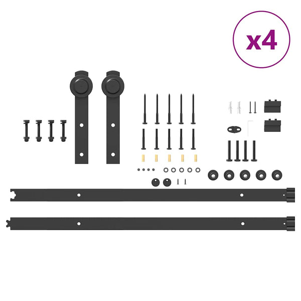 Schiebetürbeschlag Set 366 cm Stahl Schwarz