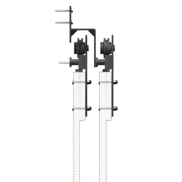 Schiebetürbeschlag Set 366 cm Stahl Schwarz