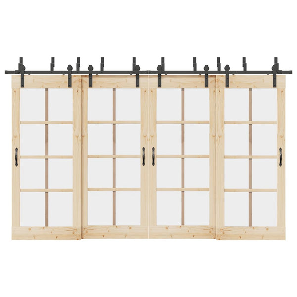 Schiebetürbeschlag Set 366 cm Stahl Schwarz