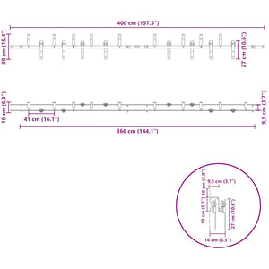 Schiebetürbeschlag Set 400 cm Stahl Schwarz