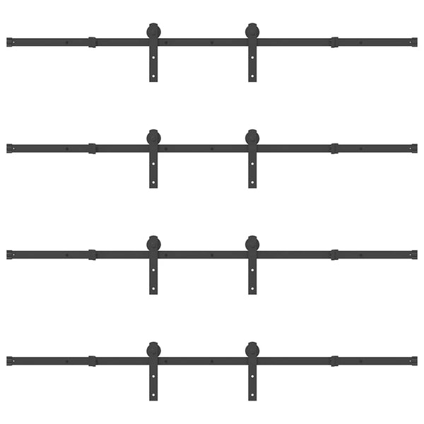 Schiebetürbeschlag Set 400 cm Stahl Schwarz