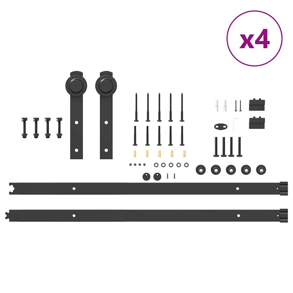 Schiebetürbeschlag Set 400 cm Stahl Schwarz