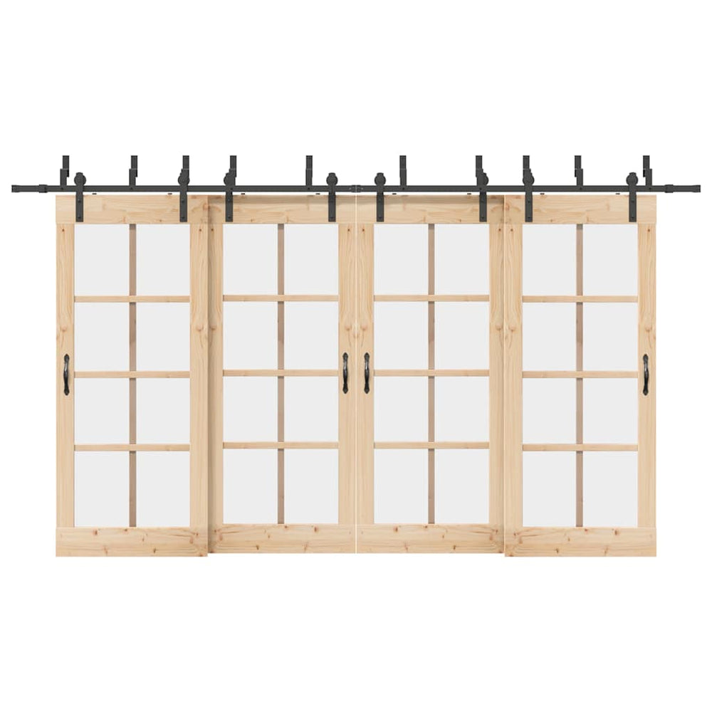 Schiebetürbeschlag Set 400 cm Stahl Schwarz