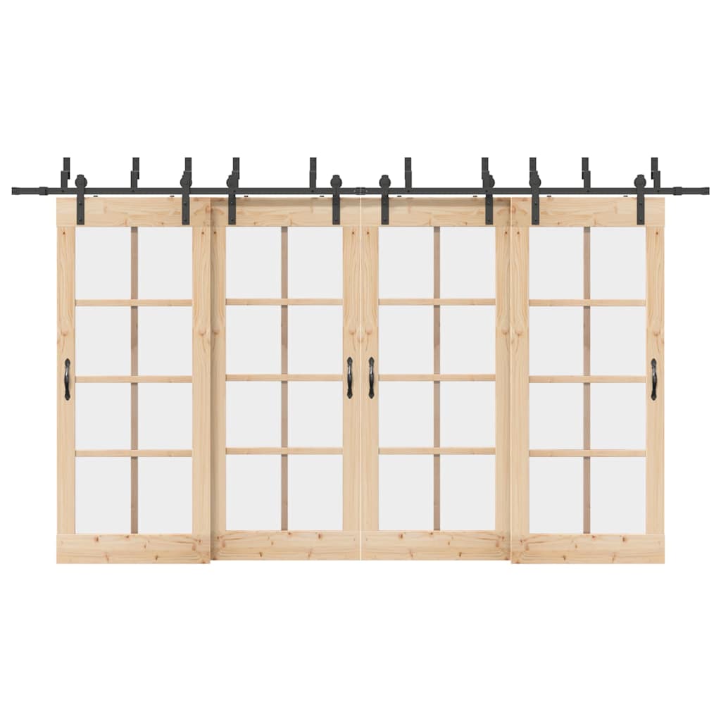 Schiebetürbeschlag Set 400 cm Stahl Schwarz