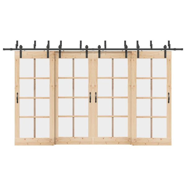 Schiebetürbeschlag Set 400 cm Stahl Schwarz
