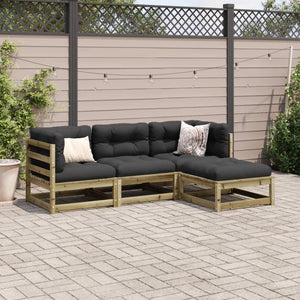 4-tlg. Garten Sofagarnitur Kiefernholz mit Kissen