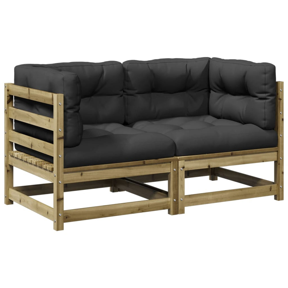 vidaXL Ensemble de canapés de jardin 2 pièces avec coussins, bois de pin imprégné