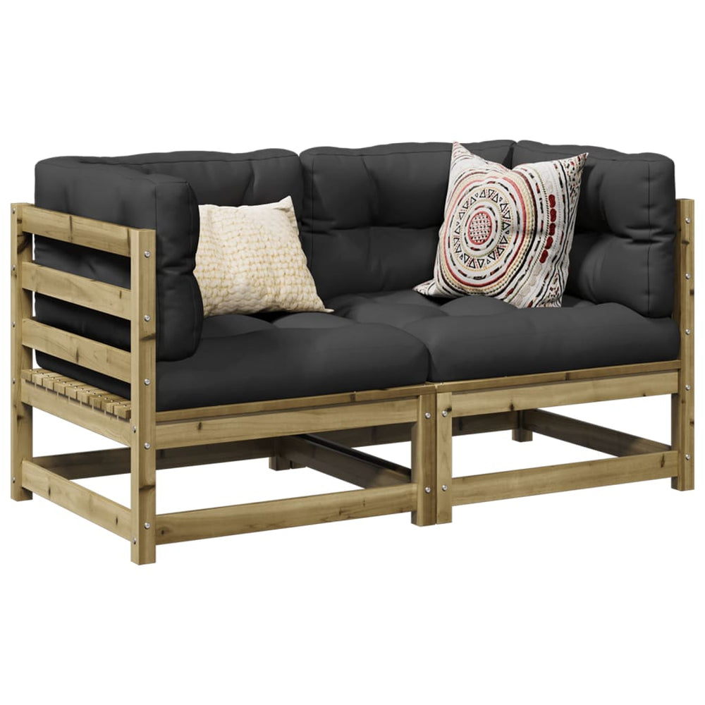 vidaXL Ensemble de canapés de jardin 2 pièces avec coussins, bois de pin imprégné