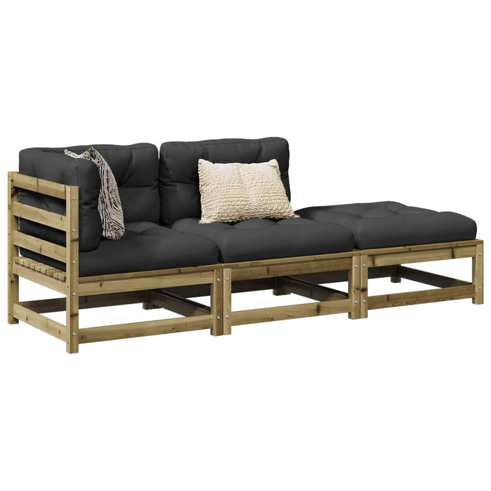 vidaXL Salon de jardin 3 pièces avec coussins Bois de pin imprégné
