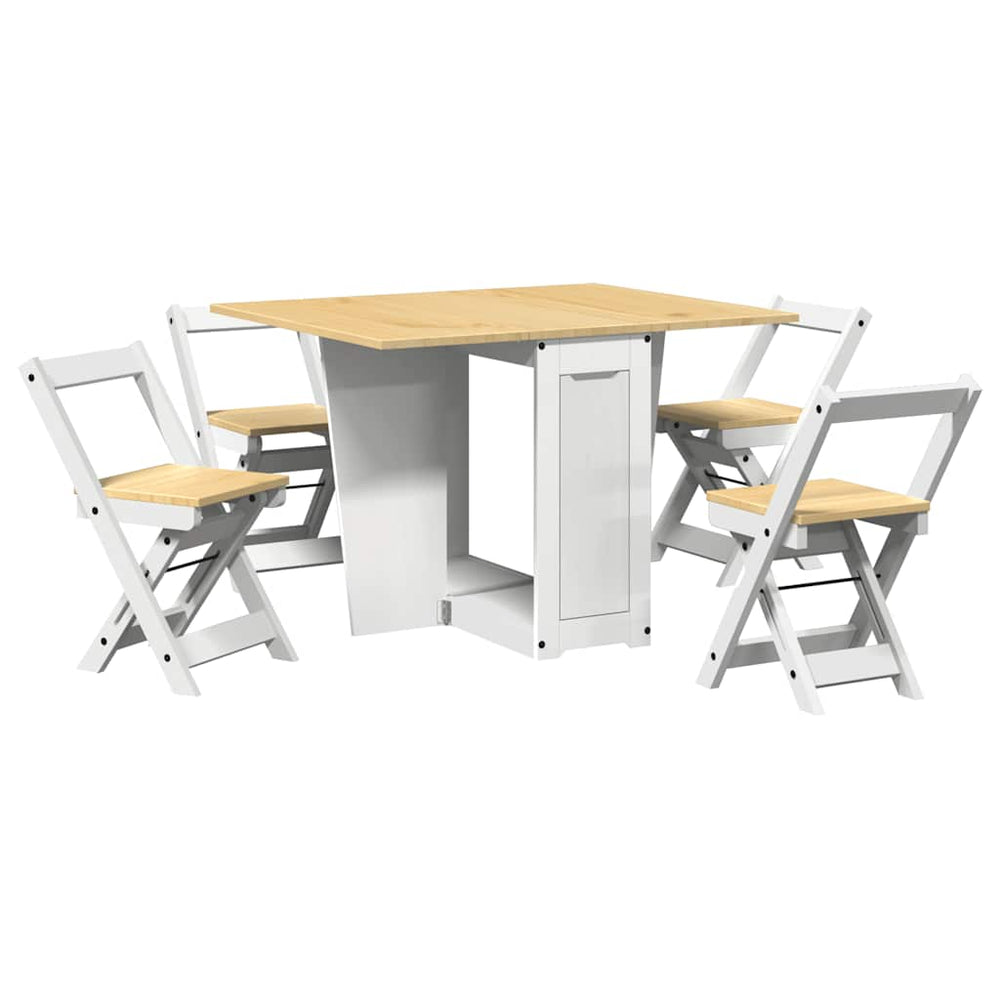 5-tlg. Klapptisch-Set Corona Weiß Kiefer