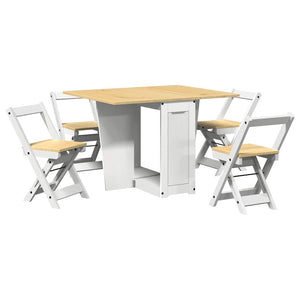 5-tlg. Klapptisch-Set Corona Weiß Kiefer