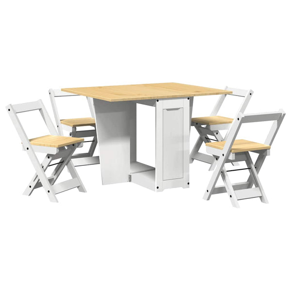 5-tlg. Klapptisch-Set Corona Weiß Kiefer