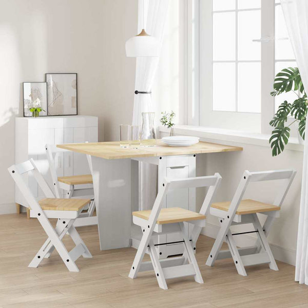 5-tlg. Klapptisch-Set Corona Weiß Kiefer